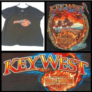 Harley-Davidson Women's V-Neck Graphic T-shirt | EUC | Key West